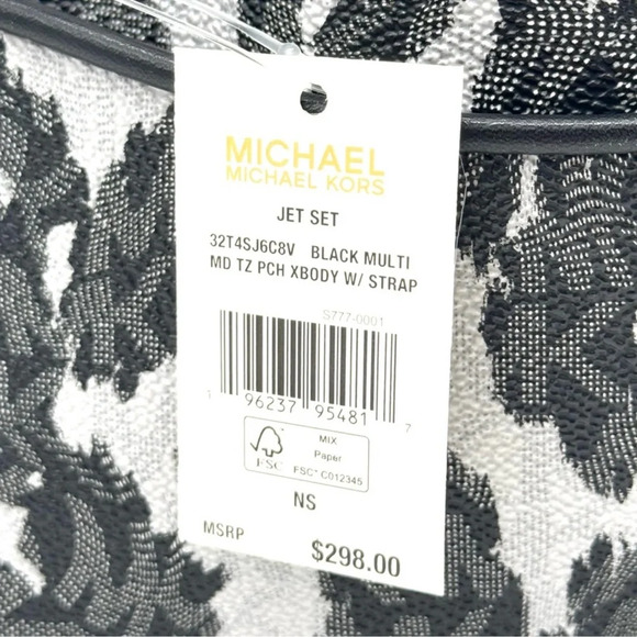 Michael Kors Jet Set Medium Leopard Logo Crossbody Bag W Case for Apple AirPods - Picture 11 of 11